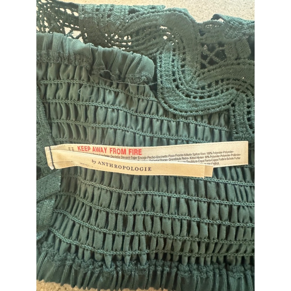 Free People x Anthropologie‎ Green Crochet Sexy Cami Tank Sz M Retail $58 NWT! - Picture 4 of 5